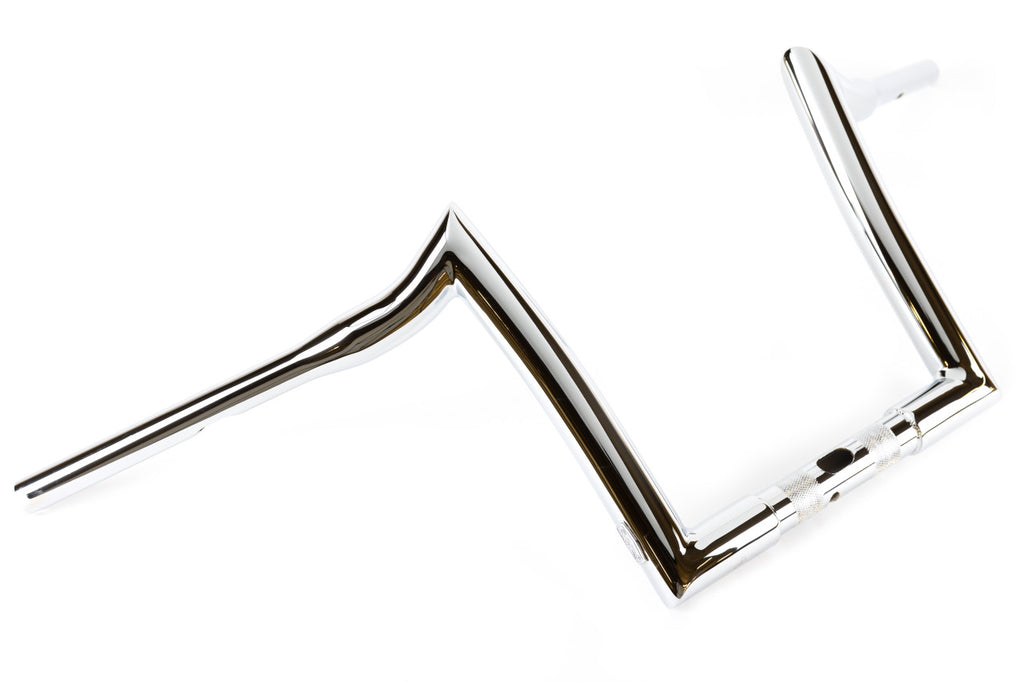 A Factory 47 Signature Handlebar Chrome 10" on a motorcycle.
