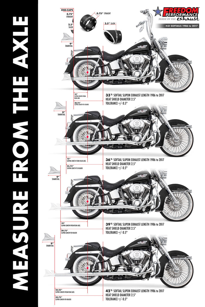 HARLEY SOFTAIL 2.5" CLASSIC SHARKTAIL TRUE - DUALS FULL SYSTEM Fits 1986 - 2006 or 2007 - 2017 - Cuztom Kraft