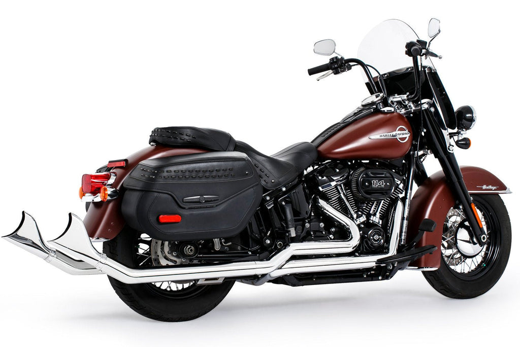 HARLEY SOFTAIL 2.5" UPSWEPT TRUE - DUAL COMPLETE SYSTEM M8 ONLY *NOT FOR WIDE TIRE BIKES - Cuztom Kraft