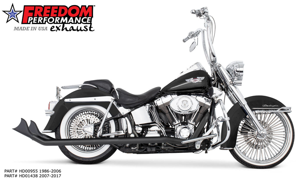 HARLEY SOFTAIL 2.5" CLASSIC SHARKTAIL TRUE - DUALS FULL SYSTEM Fits 1986 - 2006 or 2007 - 2017 - AUS STOCK - Cuztom Kraft