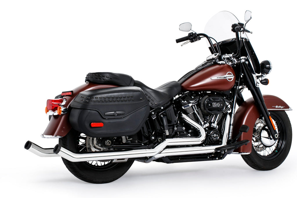 HARLEY SOFTAIL 2.5" UPSWEPT TRUE - DUAL COMPLETE SYSTEM M8 ONLY *NOT FOR WIDE TIRE BIKES - Cuztom Kraft