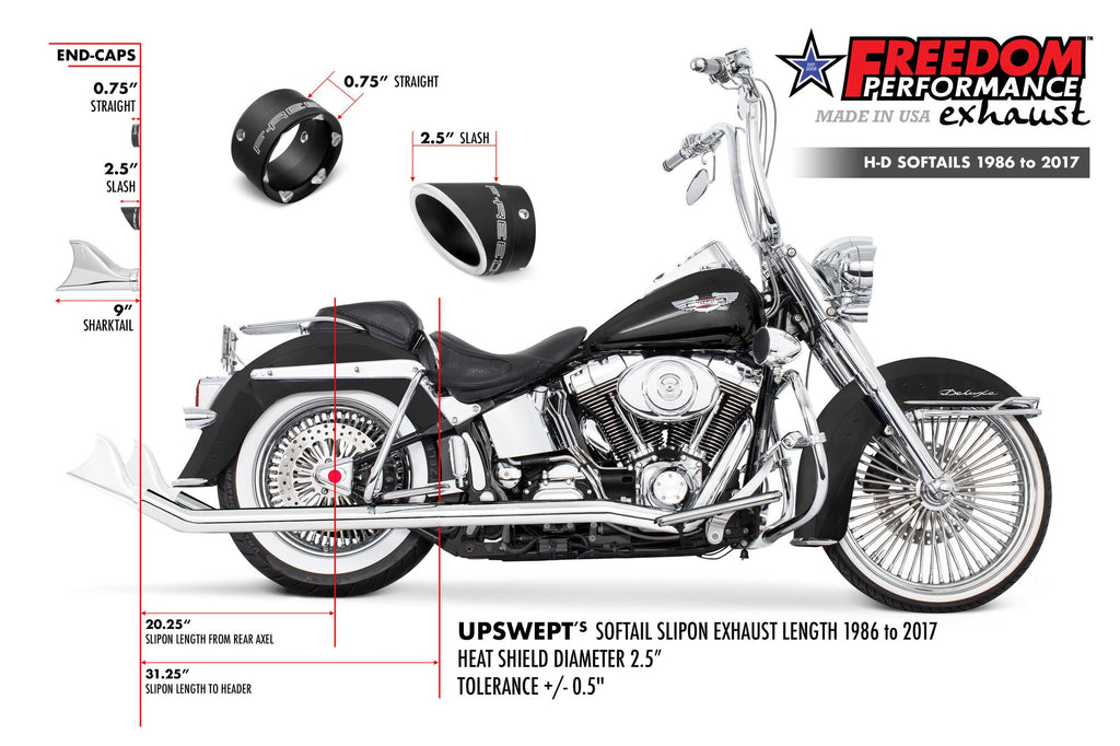 HARLEY SOFTAIL 2.5" CLASSIC SLIP - ONS 1997 - 2017 *FITS FREEDOM HEADERS ONLY* (SPECIAL ORDER) - Cuztom Kraft