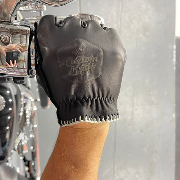 Custom-made Cuztom Kraft Bad Ass Leather Riding Gloves - Black.