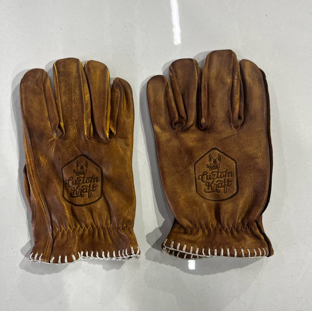 Bad Ass Leather Riding Gloves - Tan - Cuztom Kraft