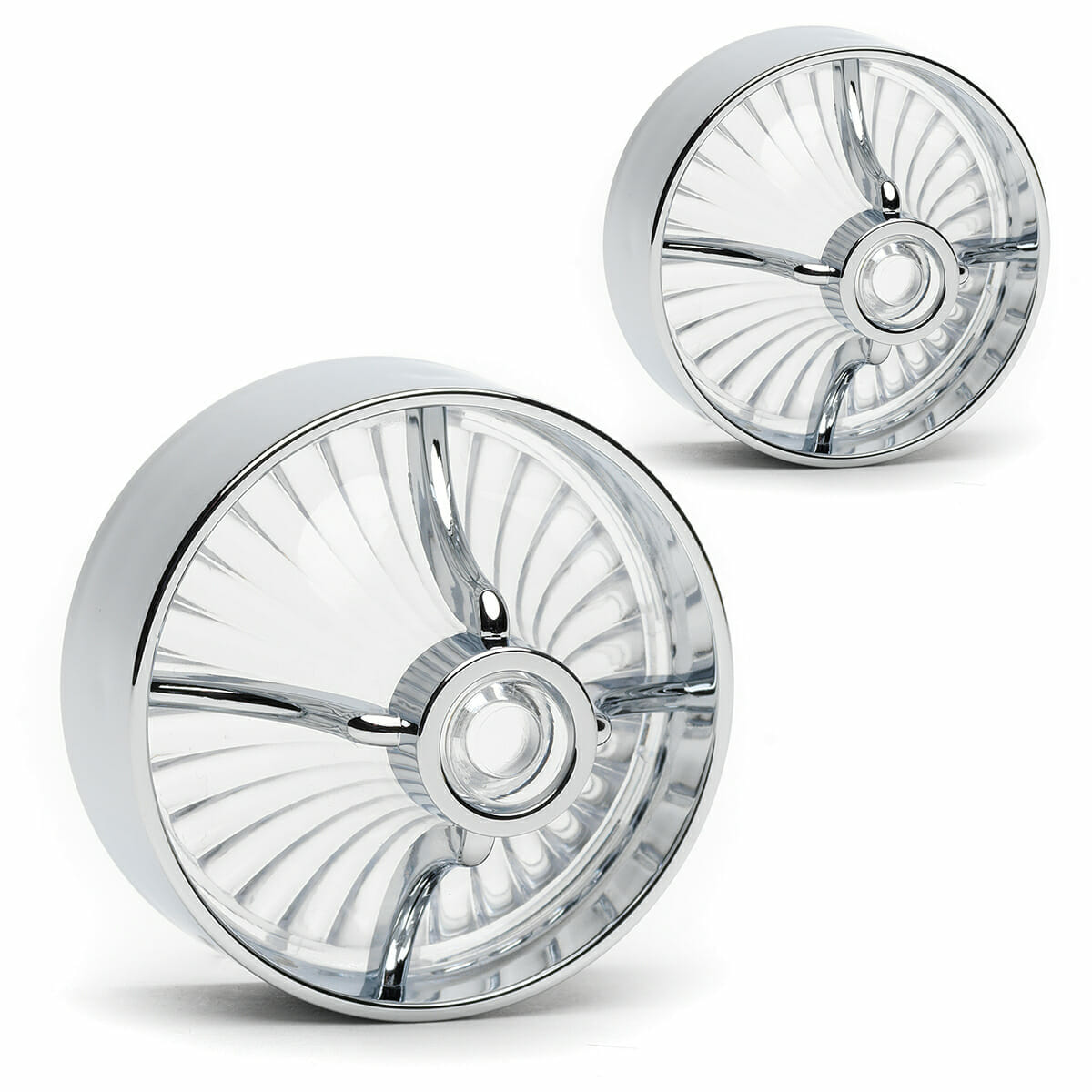 Harley Davidson Signal Lenses - Clip-in Turbine / Chrome / Clear