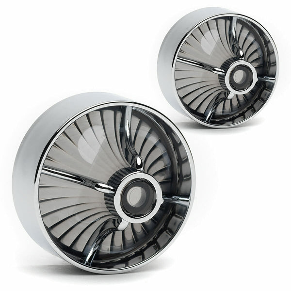 Harley Davidson Signal Lenses - Clip-in Turbine / Chrome / Smoked
