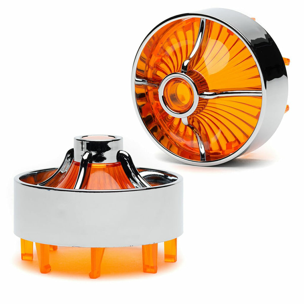 Harley Davidson Screw in Lenses - Big Turbine / Chrome / Amber - Cuztom Kraft
