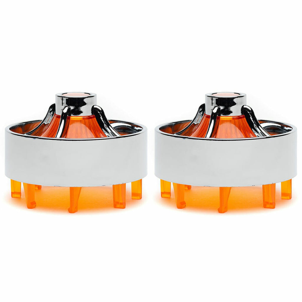 Harley Davidson Screw in Lenses - Big Turbine / Chrome / Amber - Cuztom Kraft