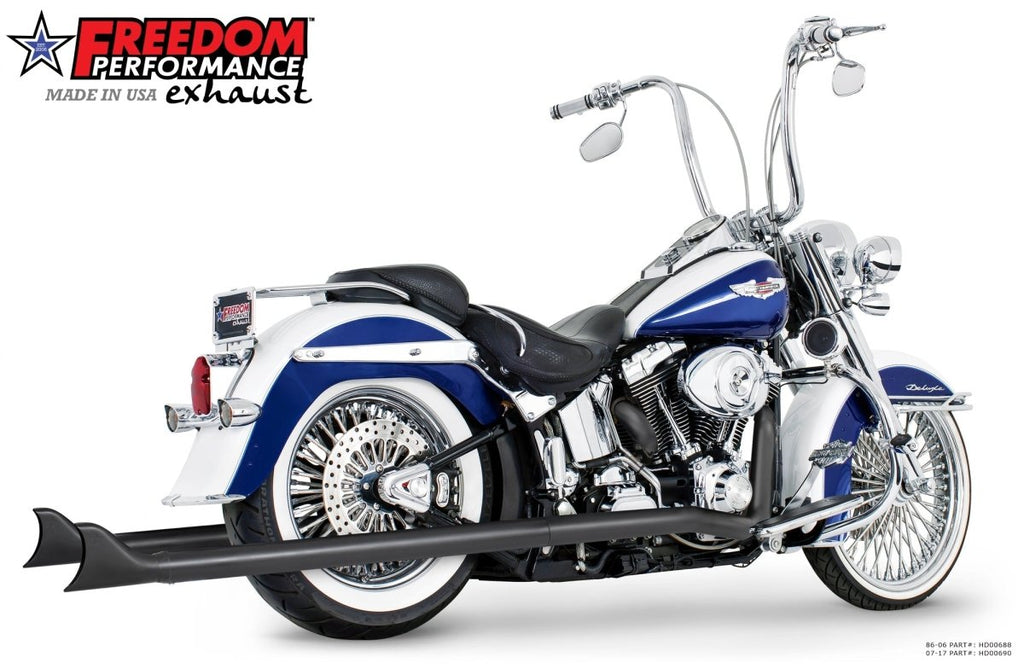 HARLEY SOFTAIL 2.5" CLASSIC SHARKTAIL TRUE - DUALS FULL SYSTEM Fits 1986 - 2006 or 2007 - 2017 - Cuztom Kraft
