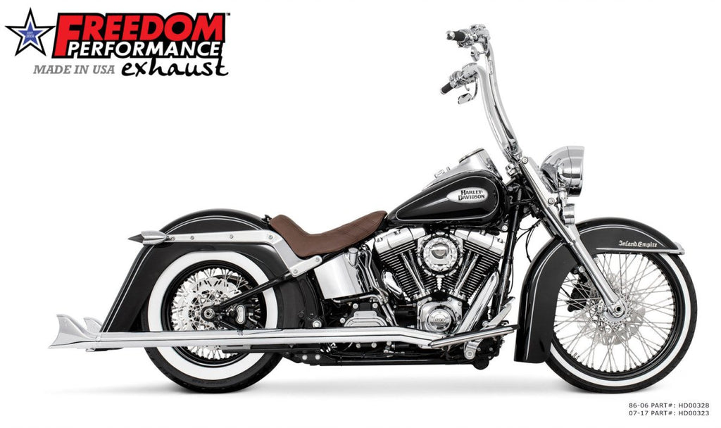HARLEY SOFTAIL 2.5" CLASSIC SHARKTAIL TRUE - DUALS FULL SYSTEM Fits 1986 - 2006 or 2007 - 2017 - AUS STOCK - Cuztom Kraft