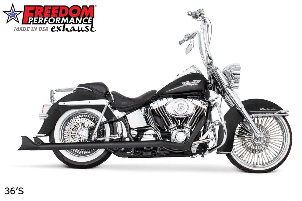HARLEY SOFTAIL 2.5" CLASSIC SHARKTAIL TRUE - DUALS FULL SYSTEM Fits 1986 - 2006 or 2007 - 2017 - AUS STOCK - Cuztom Kraft