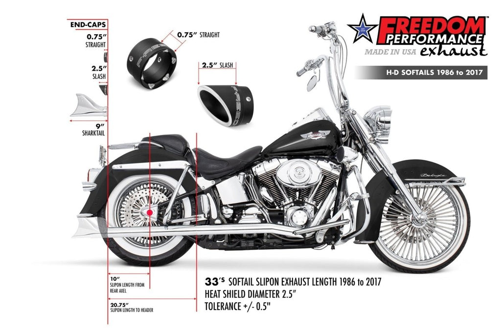 HARLEY SOFTAIL 2.5" CLASSIC SHARKTAIL TRUE - DUALS FULL SYSTEM Fits 1986 - 2006 or 2007 - 2017 - AUS STOCK - Cuztom Kraft