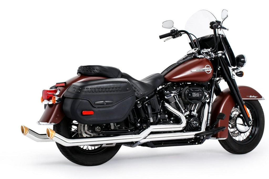 HARLEY SOFTAIL 2.5" UPSWEPT TRUE - DUAL COMPLETE SYSTEM M8 ONLY *NOT FOR WIDE TIRE BIKES - Cuztom Kraft