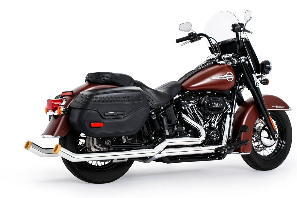 HARLEY SOFTAIL 2.5" UPSWEPT TRUE - DUAL COMPLETE SYSTEM M8 ONLY *NOT FOR WIDE TIRE BIKES - Cuztom Kraft