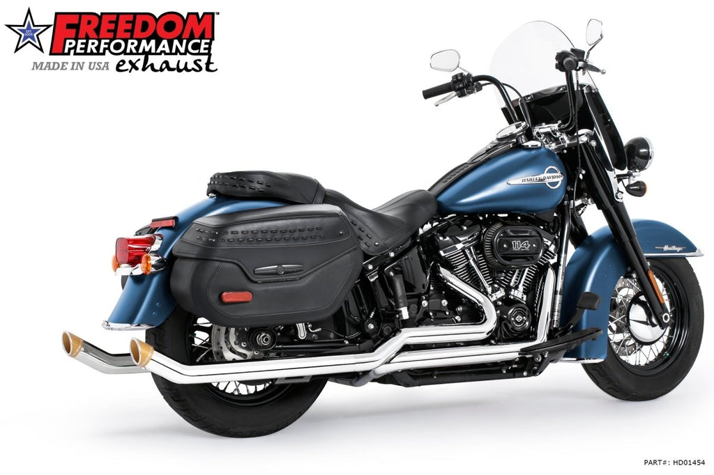 HARLEY SOFTAIL 2.5" UPSWEPT TRUE - DUAL COMPLETE SYSTEM M8 ONLY *NOT FOR WIDE TIRE BIKES - Cuztom Kraft