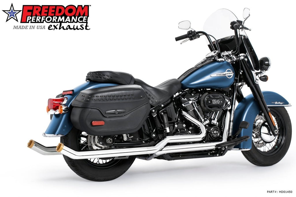 HARLEY SOFTAIL 2.5" UPSWEPT TRUE - DUAL COMPLETE SYSTEM M8 ONLY *NOT FOR WIDE TIRE BIKES - Cuztom Kraft