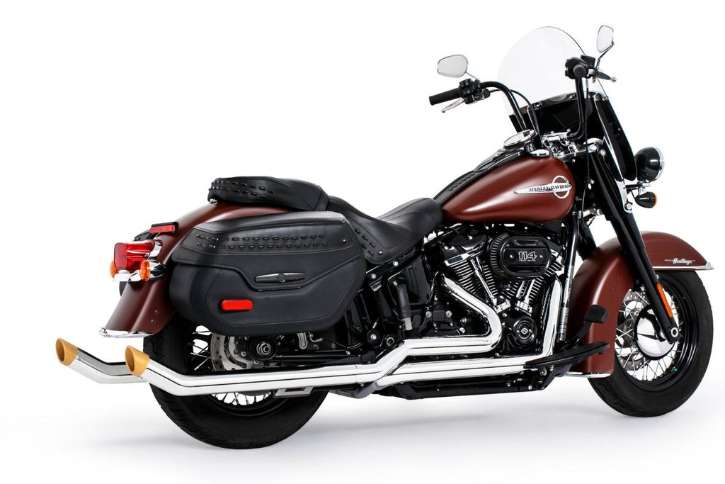 HARLEY SOFTAIL 2.5" UPSWEPT TRUE - DUAL COMPLETE SYSTEM M8 ONLY *NOT FOR WIDE TIRE BIKES - Cuztom Kraft