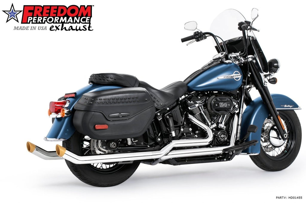 HARLEY SOFTAIL 2.5" UPSWEPT TRUE - DUAL COMPLETE SYSTEM M8 ONLY *NOT FOR WIDE TIRE BIKES - Cuztom Kraft