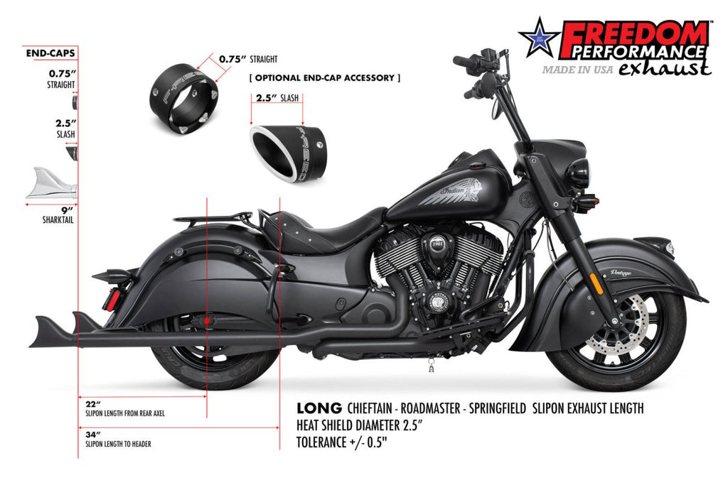 INDIAN CHIEFTAIN / ROADMASTER / SPRINGFIELD / ELITE 2.5" SHARKTAIL COMPLETE SYSTEM (SPECIAL ORDER) - Cuztom Kraft
