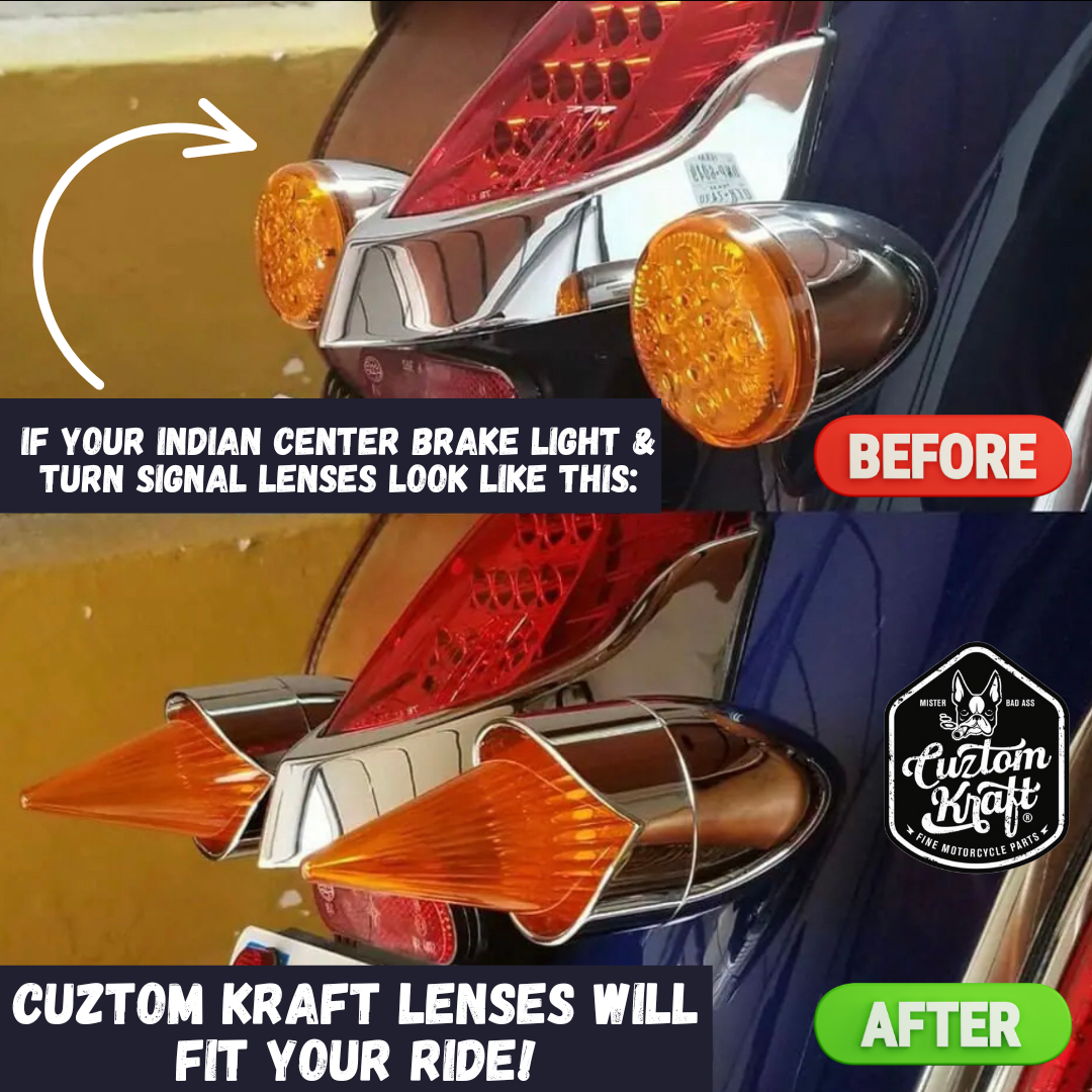 Cuztom Kraft Indian Motorcycle Turn Signal Lenses for Harley-Davidson Harley-Davidson Harley-David.